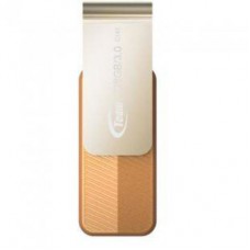 Team Group USB Drive 128GB, C143, USB3.0, Brown & Silver, Rotating, Capless, READ 25MB/s, 15g, Lifetime Warranty