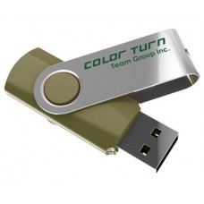 Team Group USB Drive 16GB, Colour Turn, USB2.0, Green & Silver, Rotating, Capless, 15MB/s Read*, 11g, Lifetime Warranty