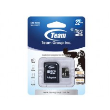 Team Group Memory Card microSDHC 32GB, Class 10, 14MB/s Write*, with SD Adapter, Lifetime Warranty