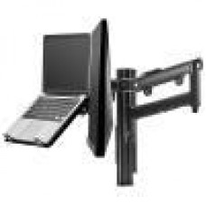 Atdec AWM Dual monitor arm solution - dynamic arms  - 135mm post - F Clamp - black with a note book tray