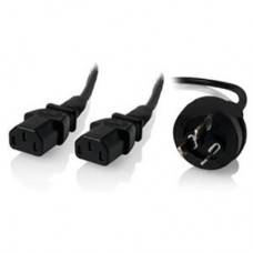 ALOGIC 2m Aus 3 Mains Plug to 2 X IEC C13 Y Splitter Cable Male to 2 X Female Cable -  Electrical Safety Authority Approved.
